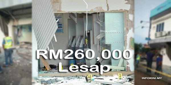 Mesin ATM Diletupkan Di Dungun, RM260,000 LESAP!