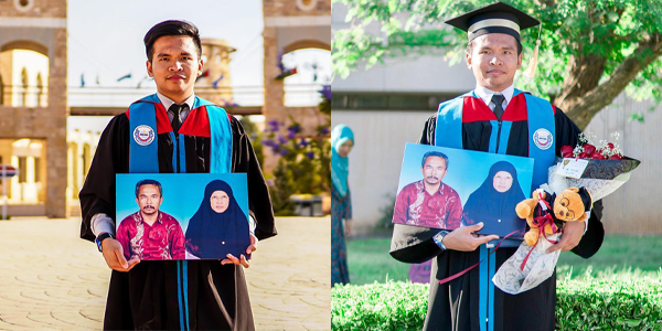 Orang Lain Bergambar Dengan Mak Ayah, Anak Yatim Ini Pun ‘Bawa’ Ibu Dan Ayahnya Bersama Ke Hari konvokesyen Tetapi Hanya Sekadar Di Dalam Gambar